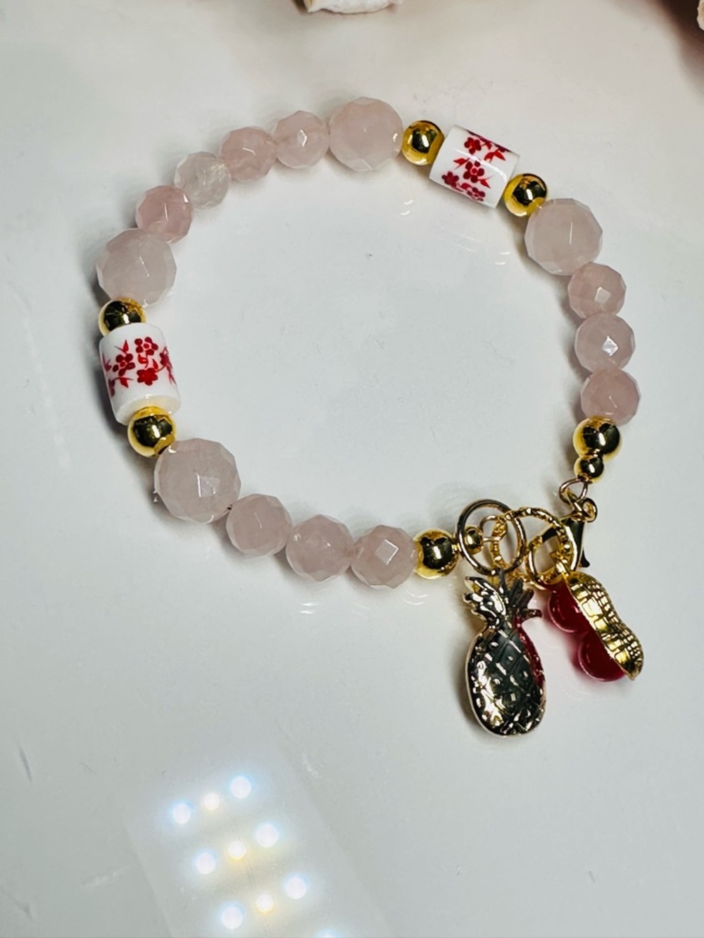 Natural Rose Quartz Beads Bracelet - Picture 7 of 11